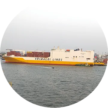 container ship at sea near tincan island sea port in nigeria