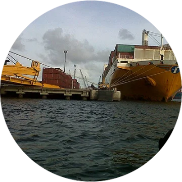 container ship docked at tincan island sea port in lagos nigeria