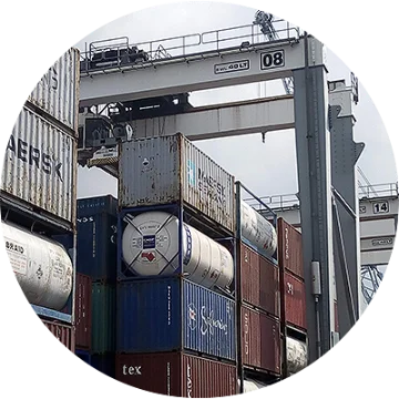 containers stacked up at tincan island sea port complex in lagos